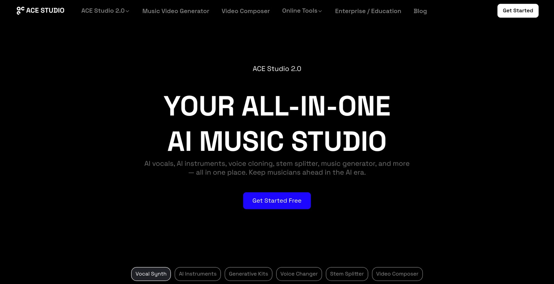 ACE Studio: главная страница