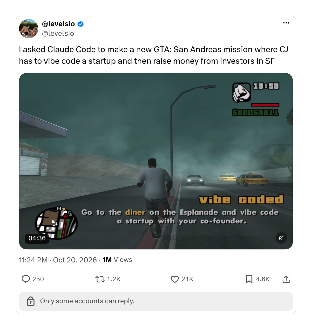 Питер Левелс про миссию в GTA, где надо навайбкодить стартап